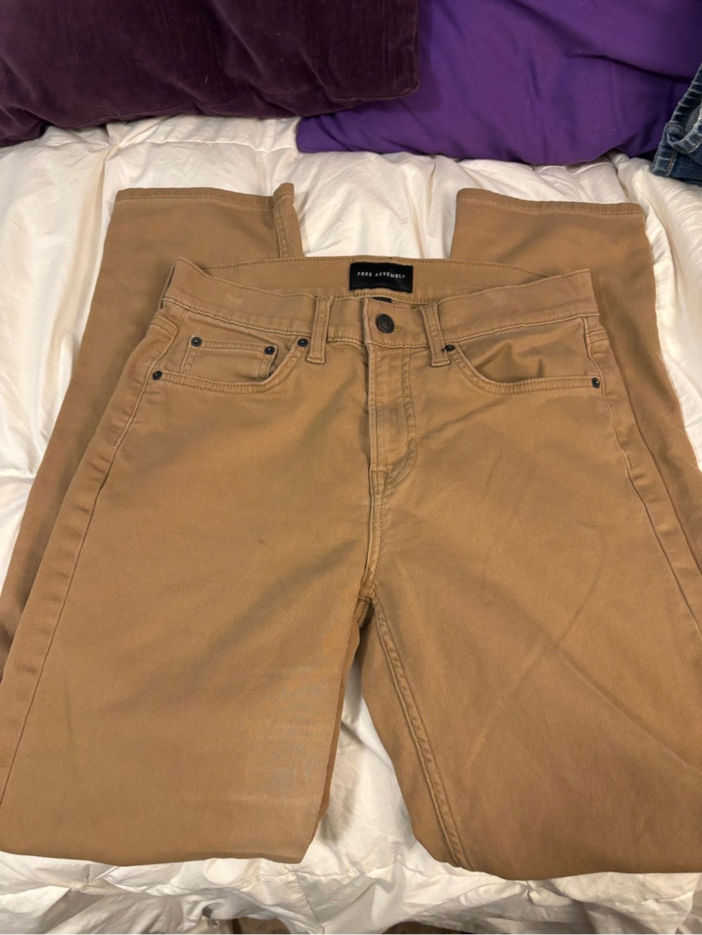 Men's Slim Straight Jeans in Tan by Free Assembly